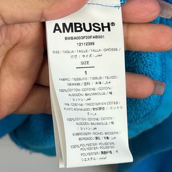 Ambush Blue Panel Color block pull over crew neck Sweatshirt size 1 US: S - Picture 9 of 9